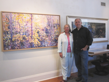 Cornelia Seckel and Jake Fernandez in front of Jake’s work at Jake's Studio in Bradenton, FL